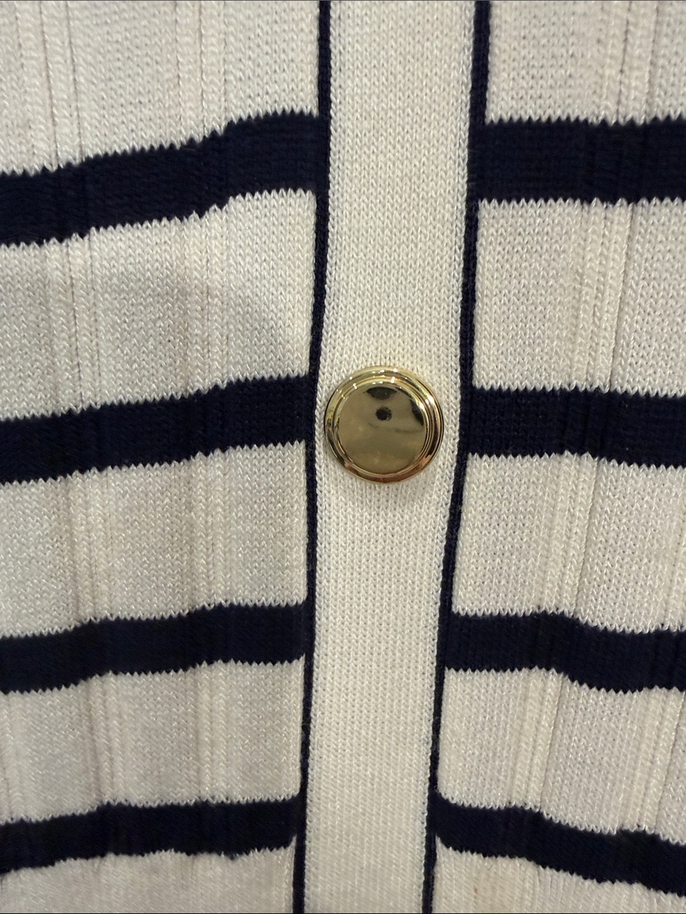 Tahari White and Navy Striped Button-Front Midi Dress - Picture 3 of 5